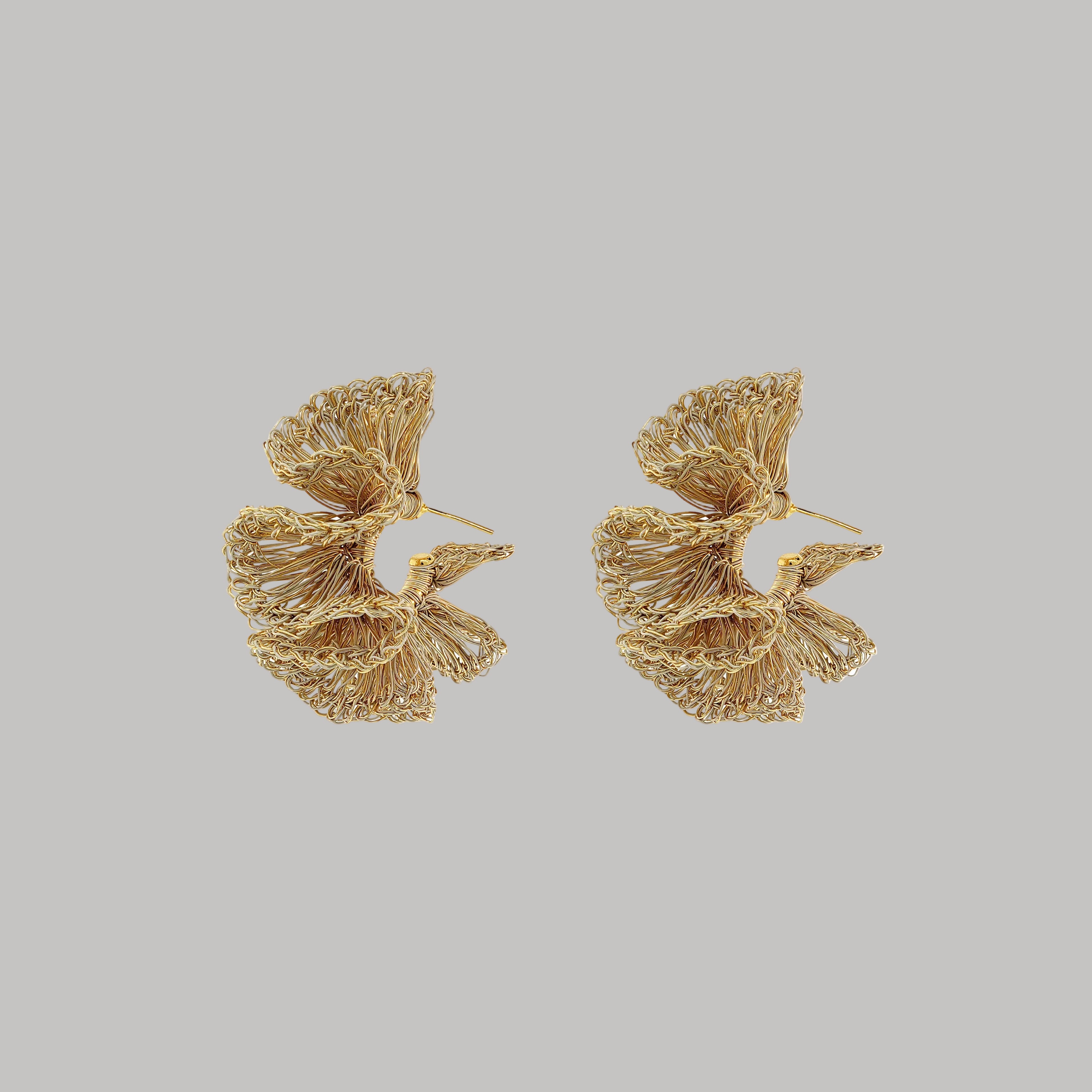 Vintage Gold Rio Hoops Handmade Crochet Earrings