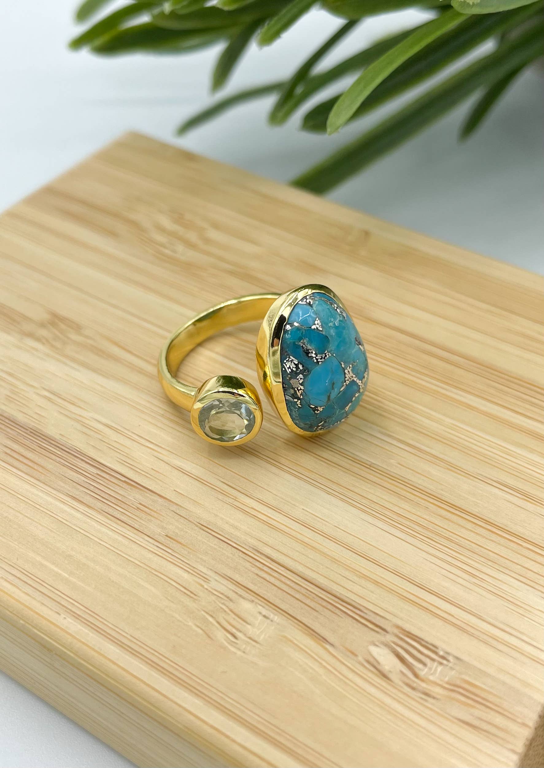 Turquoise and Blue Topaz Ring