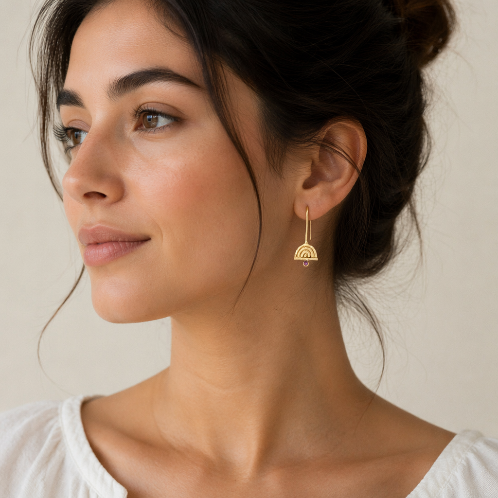 Gold-Plated Rubilite Petite Dangle Earrings