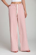 Striped Stretch Cotton Wide Leg Pants