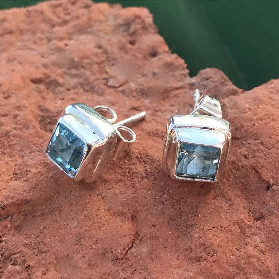 Blue Topaz Biru Studs