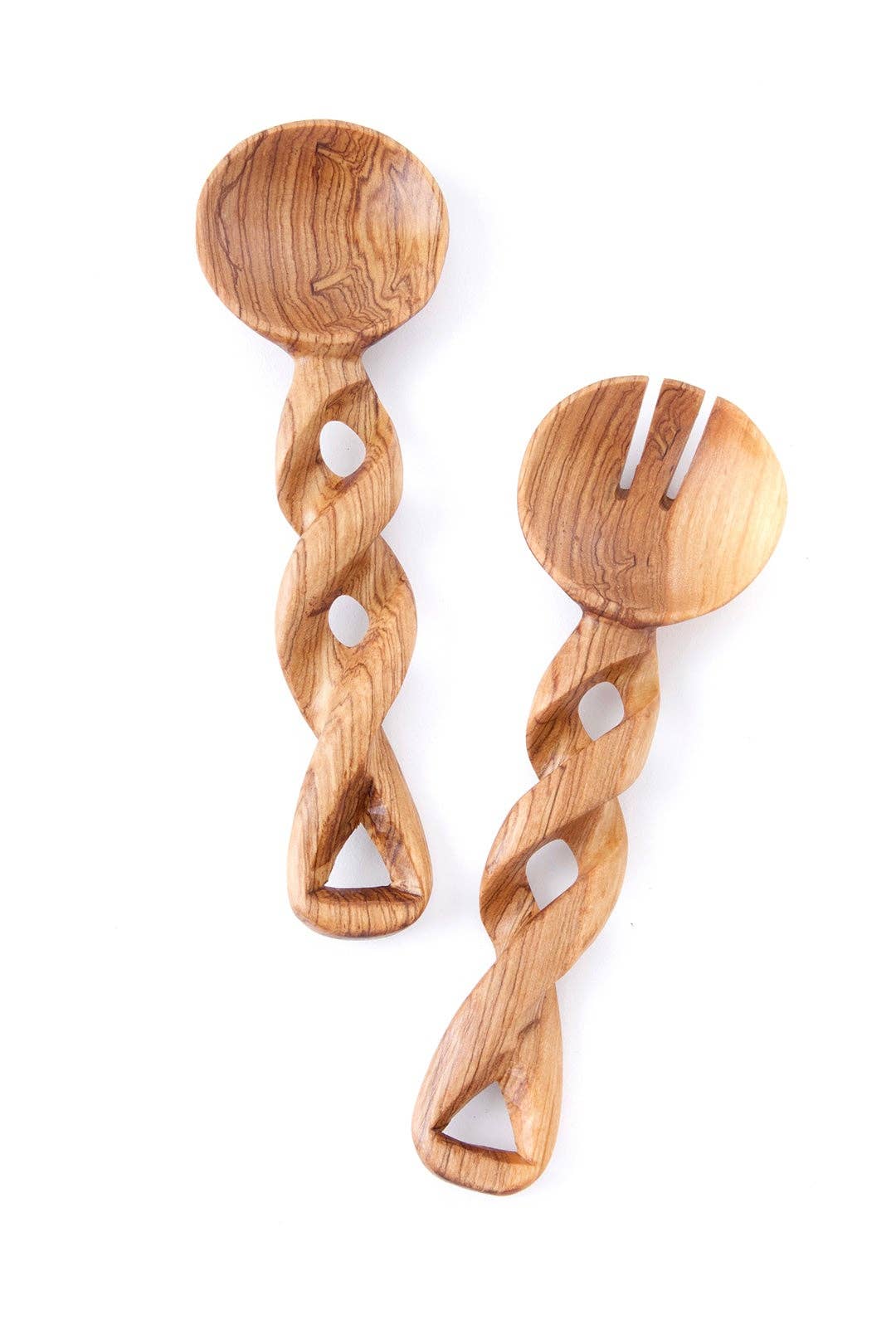 Twisted Wild Olive Wood Salad Servers