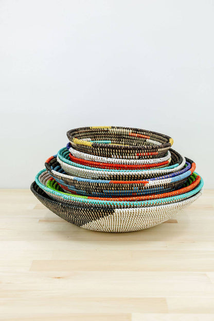 African Wall Basket / Bowl, sweet grass, multi-color