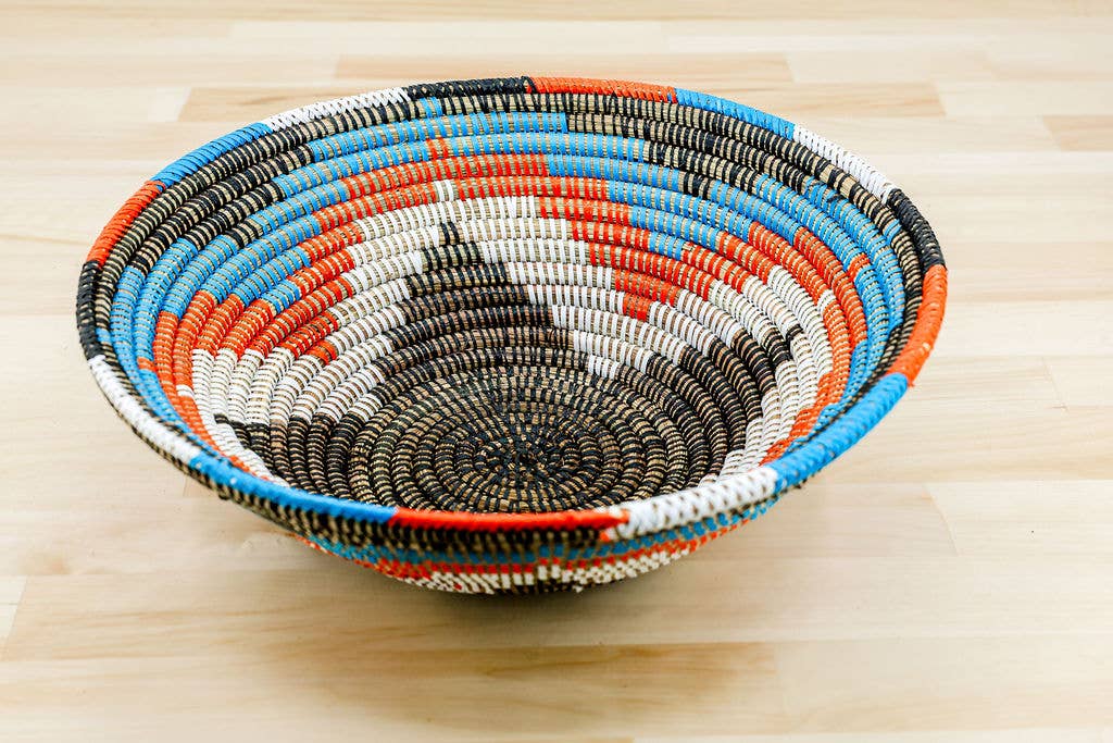 African Wall Basket / Bowl, sweet grass, multi-color