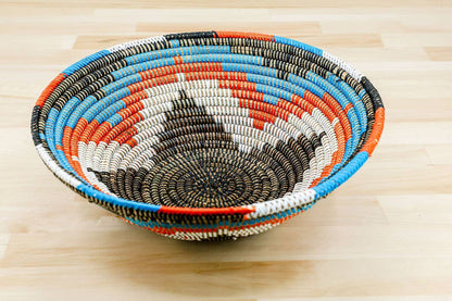 African Wall Basket / Bowl, sweet grass, multi-color
