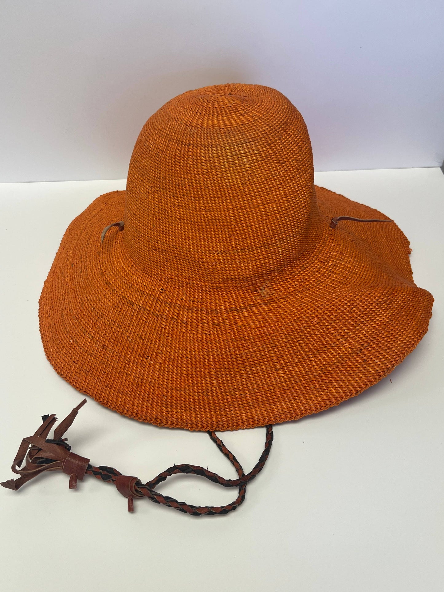 African Straw Sun Hat, Solid color