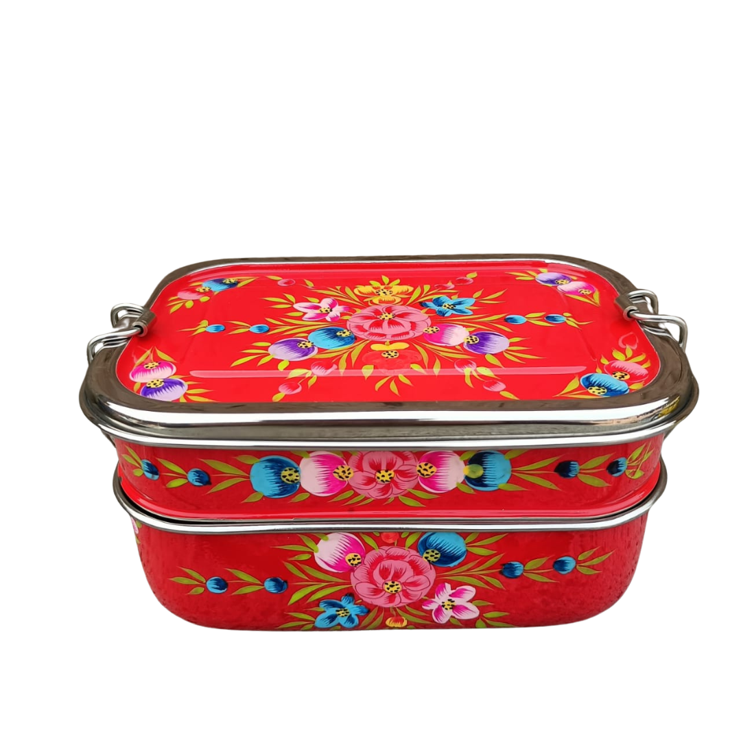 Tiffin-Style Lunchbox | Dark Blue Garland