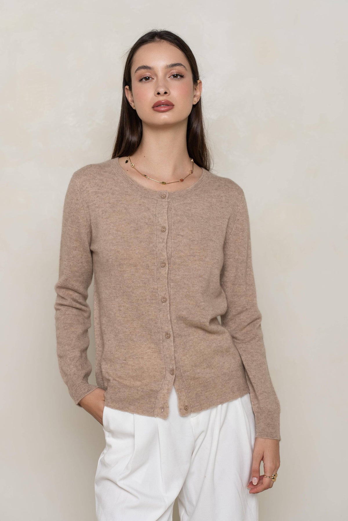 Cashmere Crew Cardigan