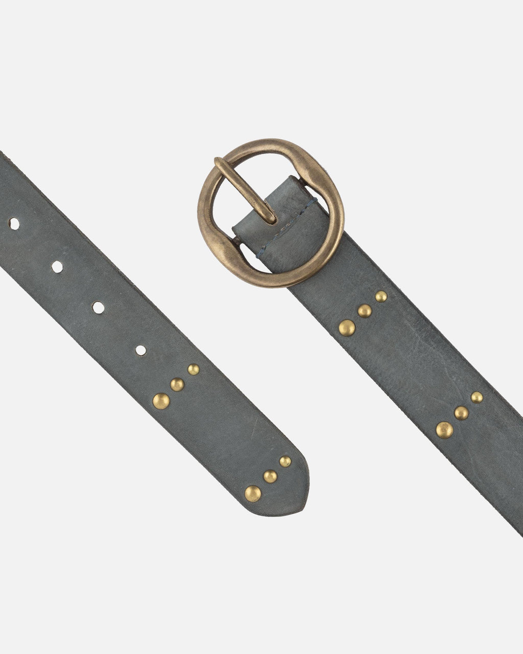 Dion | Round Buckle Leather Studded Belt