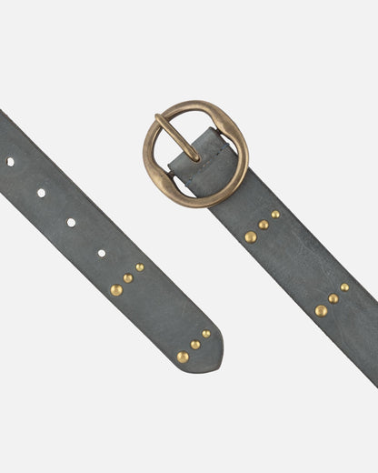 Dion | Round Buckle Leather Studded Belt