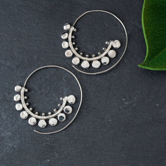 Sterling Silver Spotted Spiral Earring