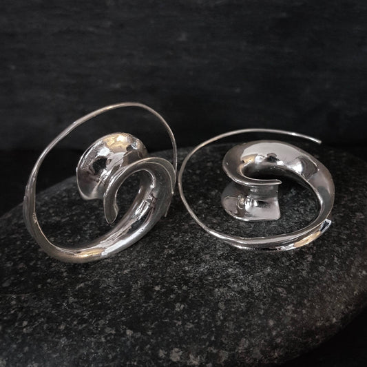 Sterling Silver Blossoming Spiral Earring