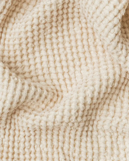 Linen waffle blanket in Vanilla