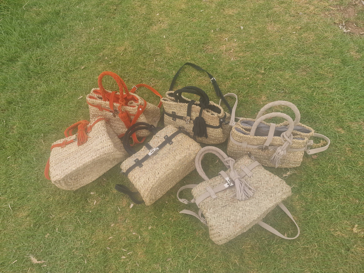 Basket with braided suede handles, shopping bag