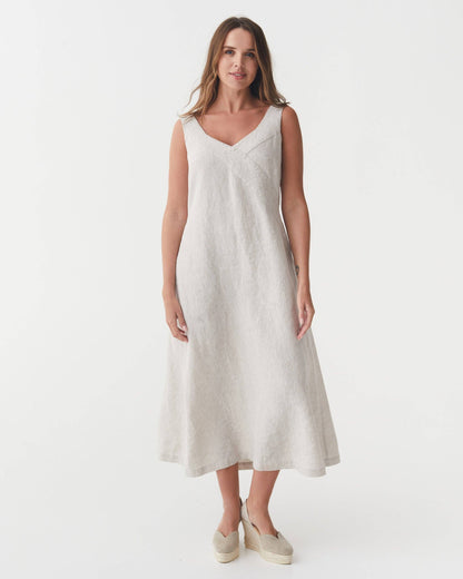 A-line Linen Dress CHILOE in Natural Melange