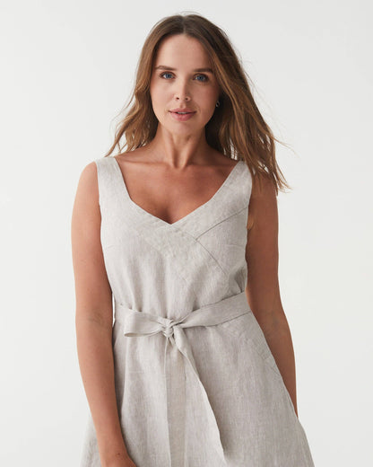 A-line Linen Dress CHILOE in Natural Melange