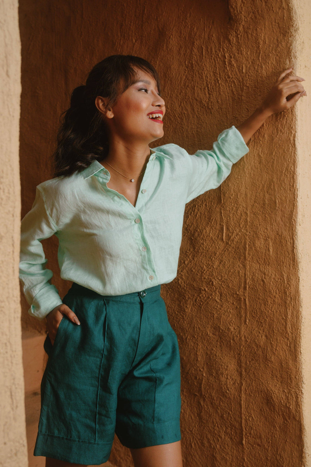 ZURI - Teal High Waist Shorts - No Tariffs