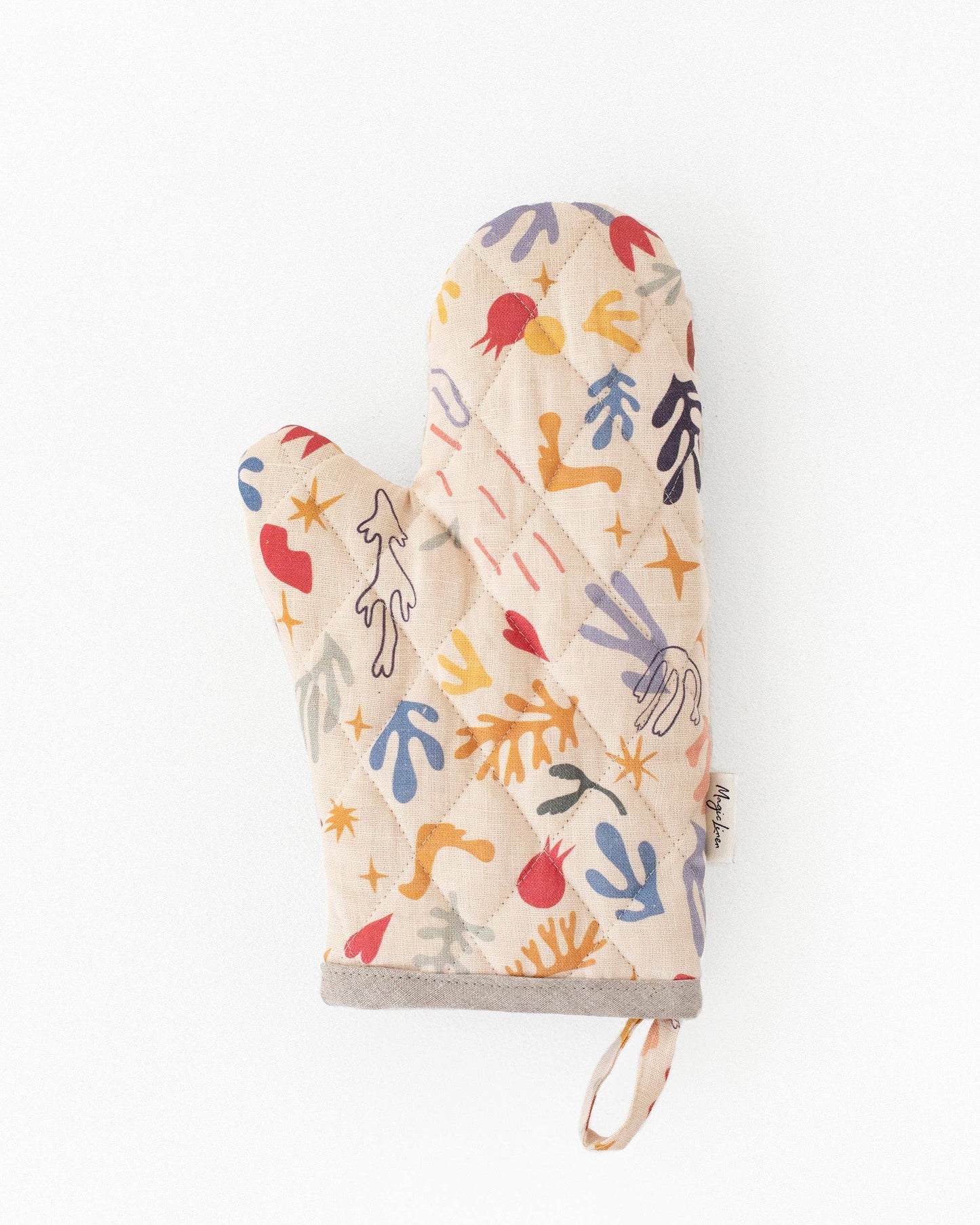 Linen oven mitt (set of 2 in Abstract print