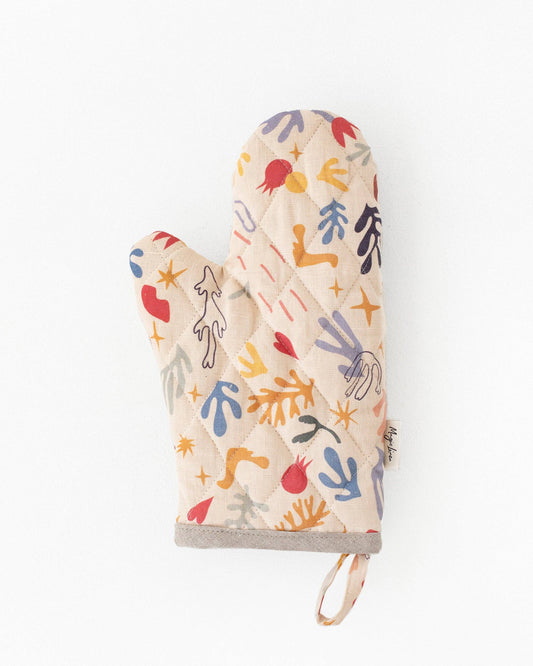 Linen oven mitt (set of 2 in Abstract print