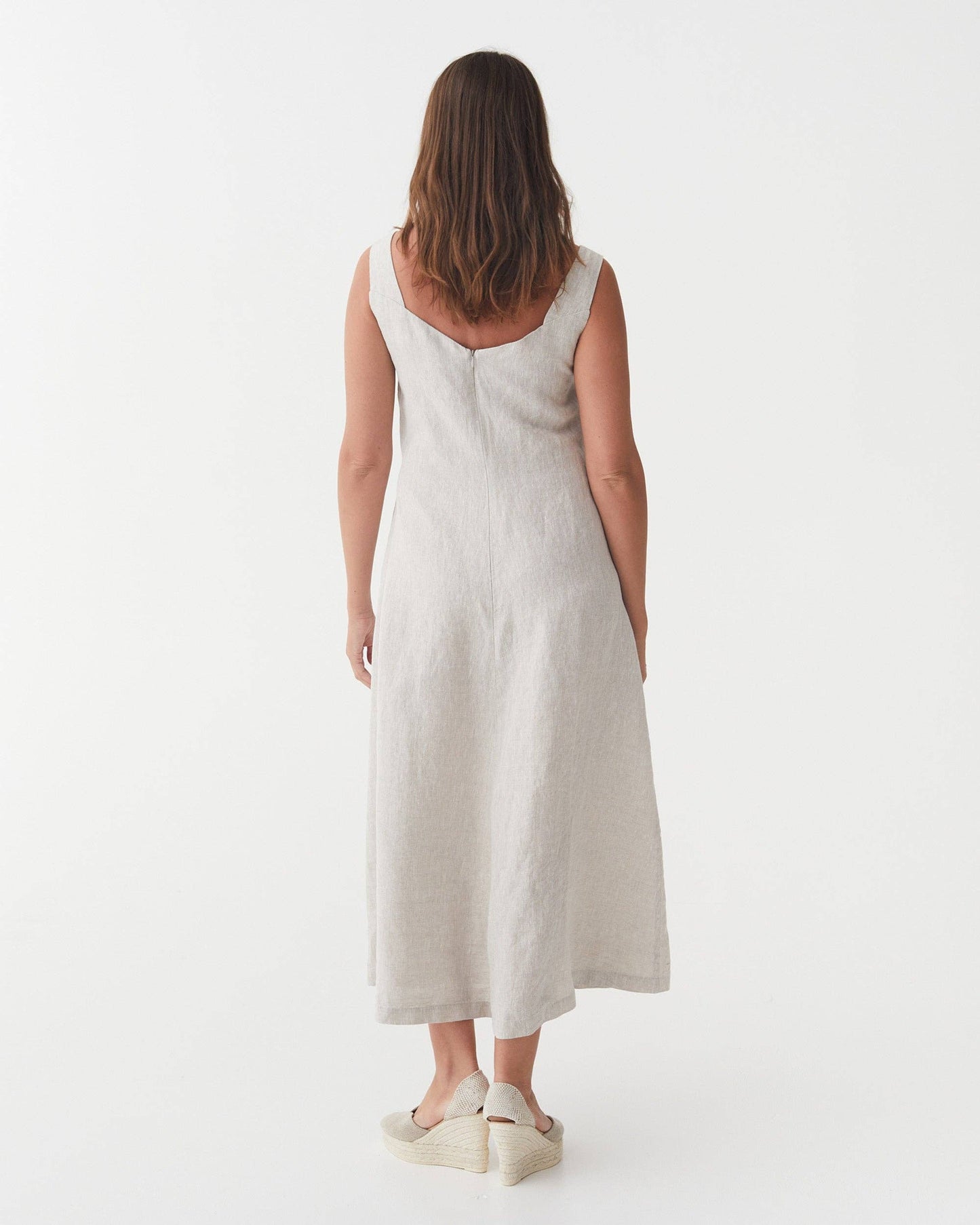 A-line Linen Dress CHILOE in Natural Melange