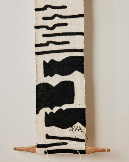 Vibrations Bogolan Wall Totem in White with Black Vibes