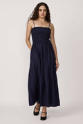Strappy Bodice Dress In Navy