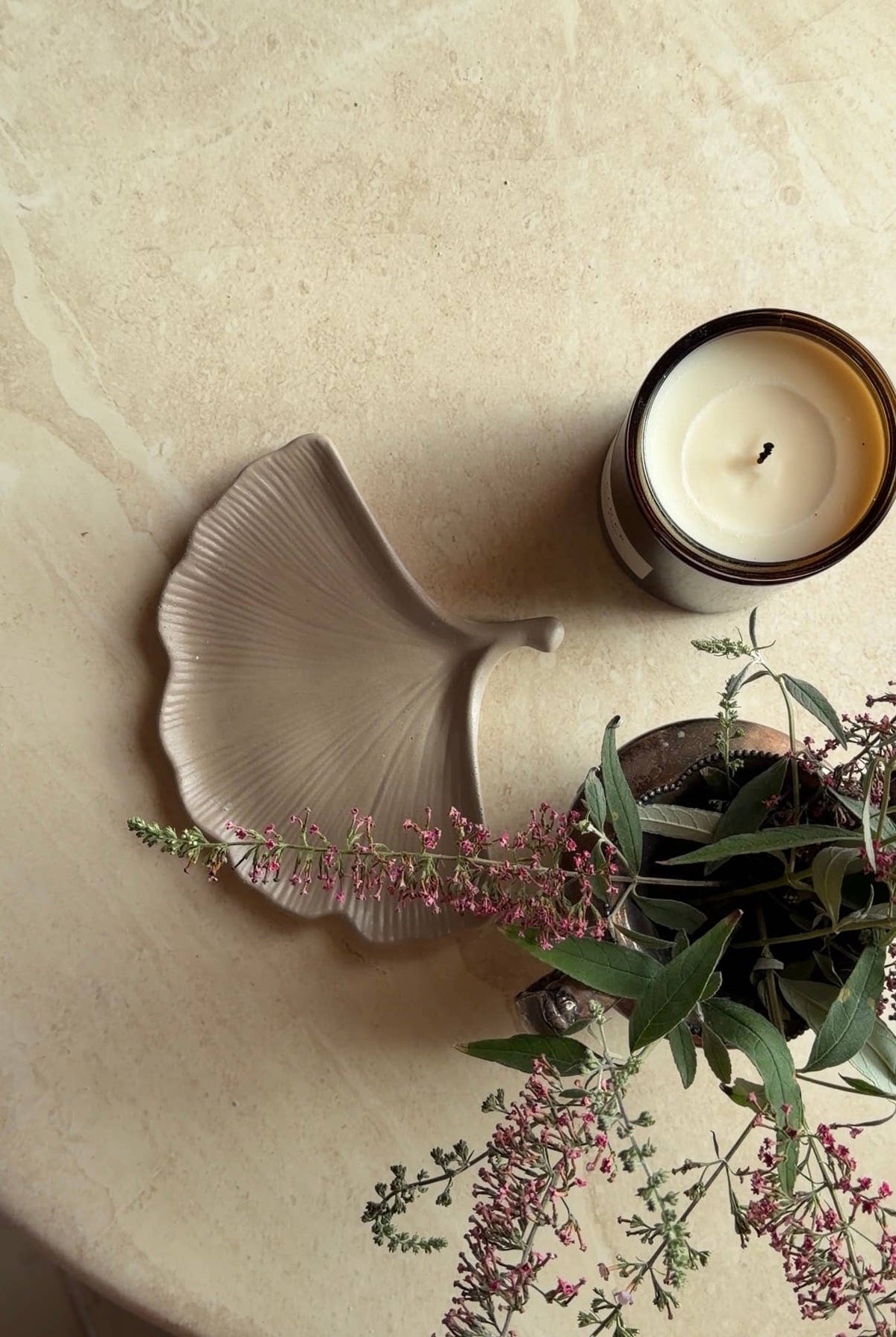 Stone Gingko Leaf Tray