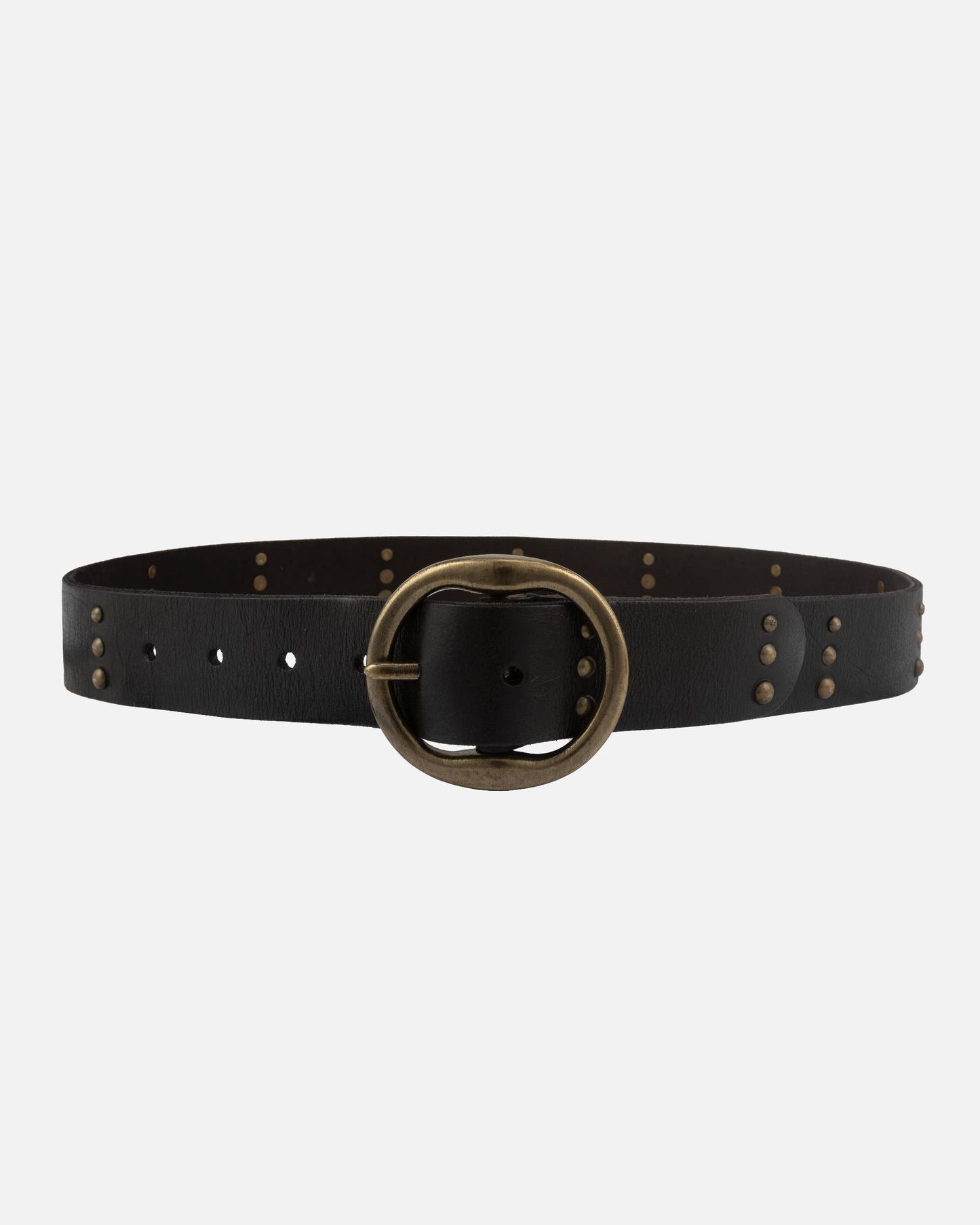 Dion | Round Buckle Leather Studded Belt