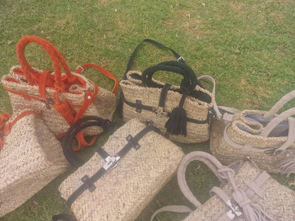 Basket with braided suede handles, shopping bag