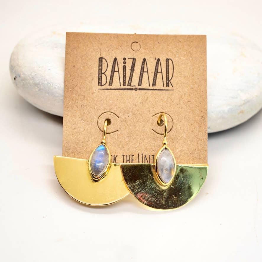 Brass Stone Shine Earring
