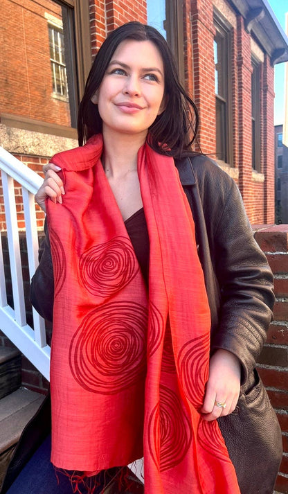Screen Printed Silk Blend Scarves, made by hand in Vietnam