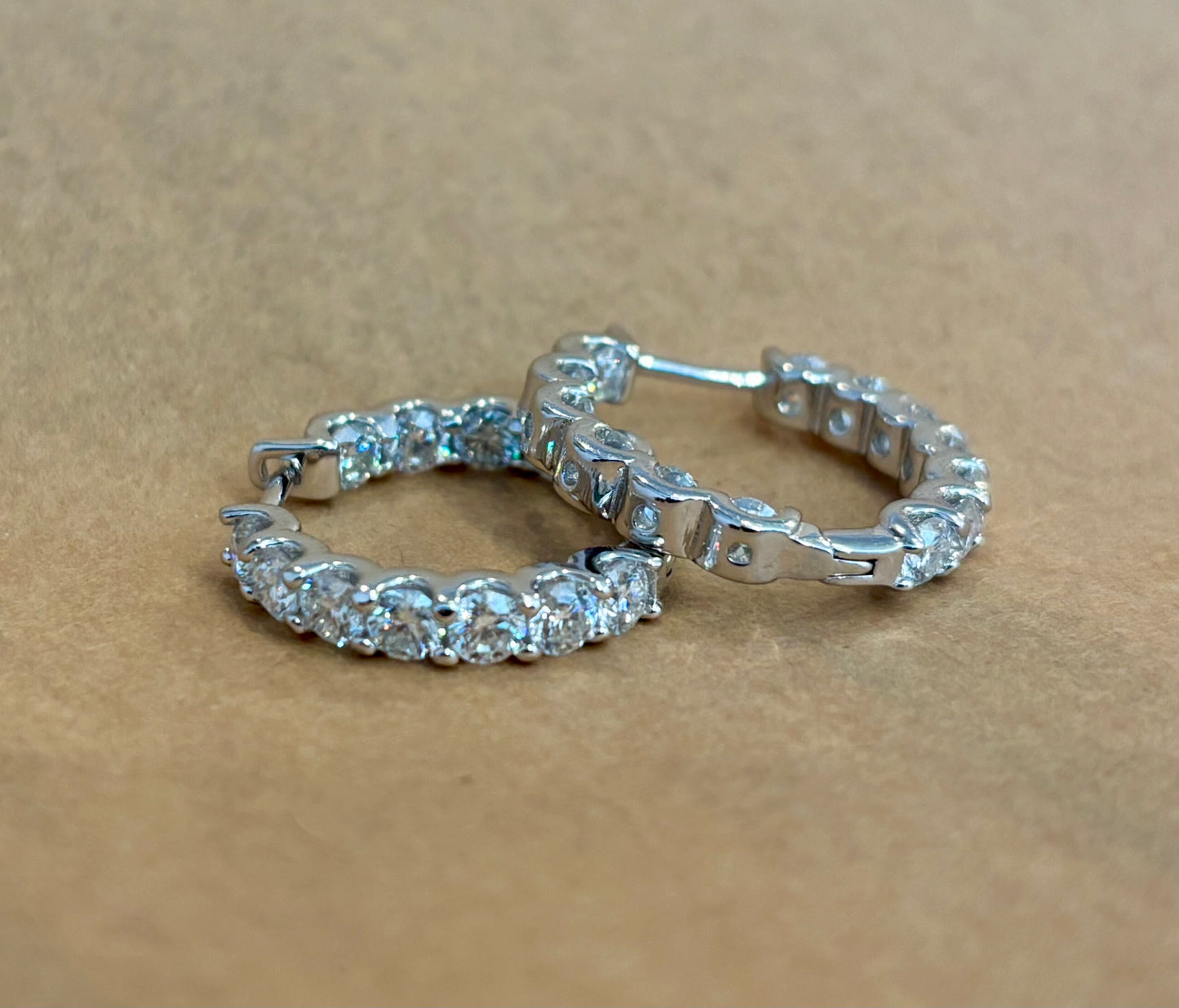 Moissanite Hoop Earrings, +-2.3cm