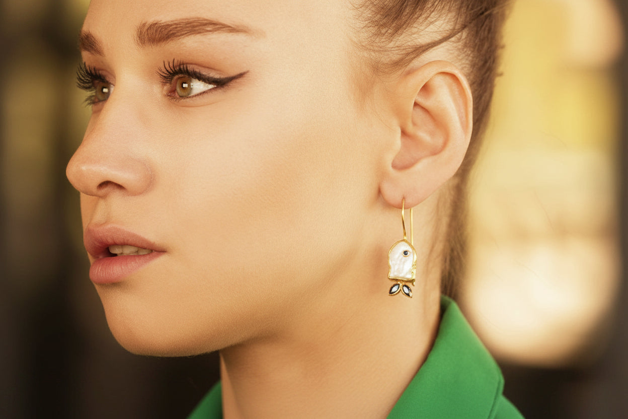 Pearl Handmade Gold Earrings
