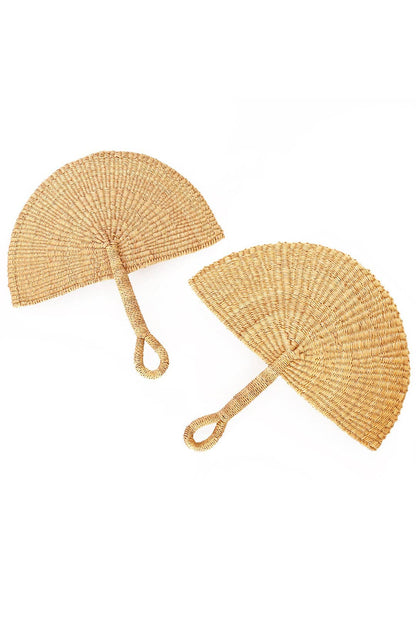 Natural Elephant Grass Half-Moon Hand Fan
