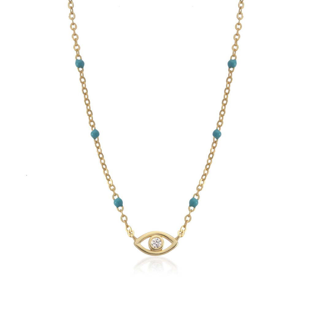 Turquoise Enamel Eye Talisman Necklace