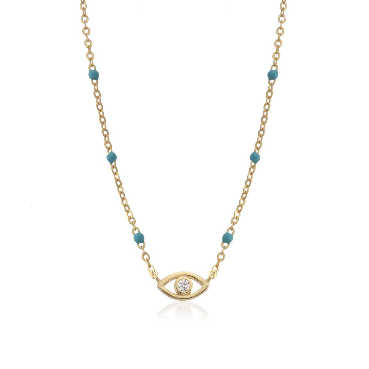 Turquoise Enamel Eye Talisman Necklace