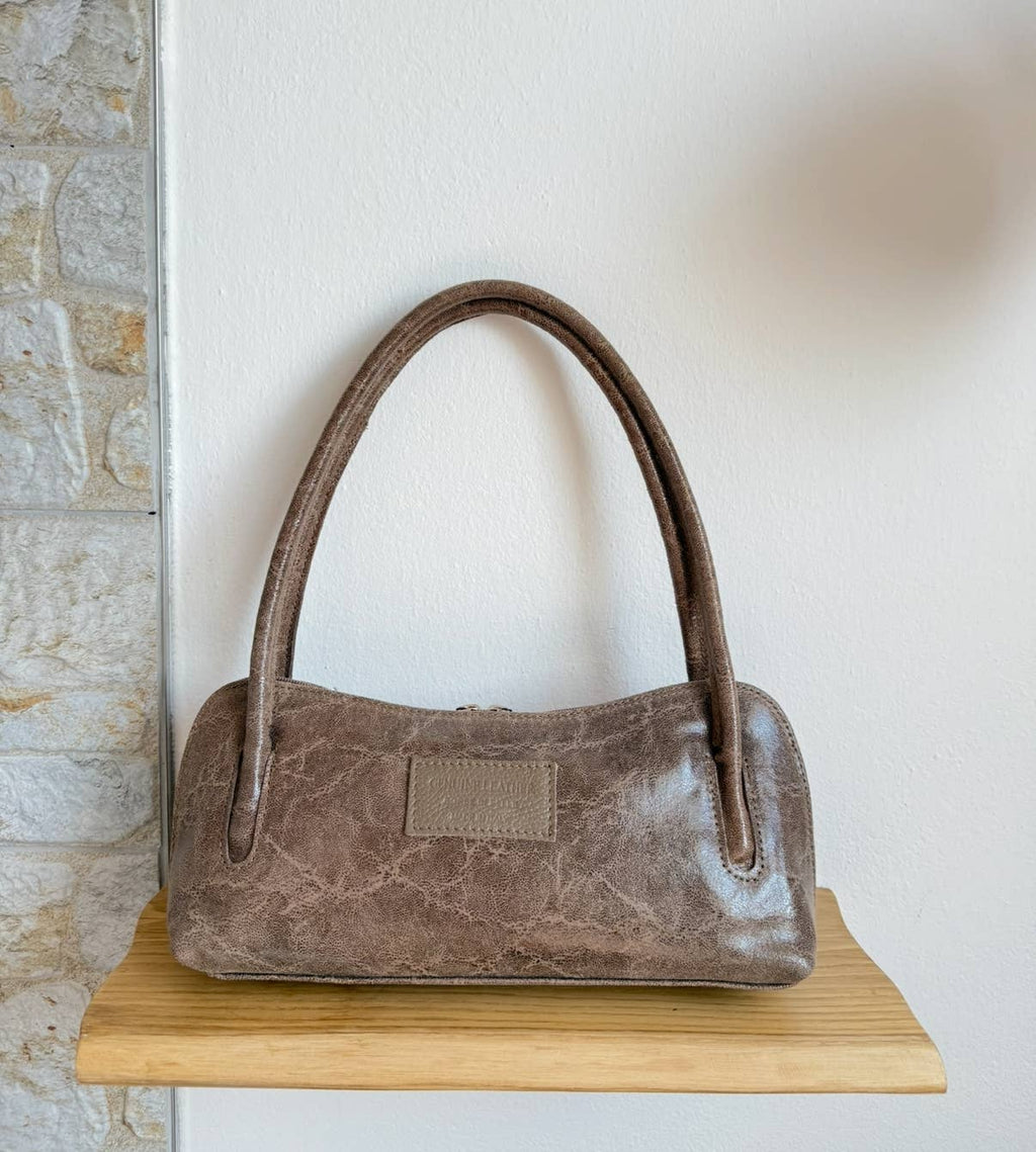 Calf Lather Lizard Pattern Baguette Shoulder Bag