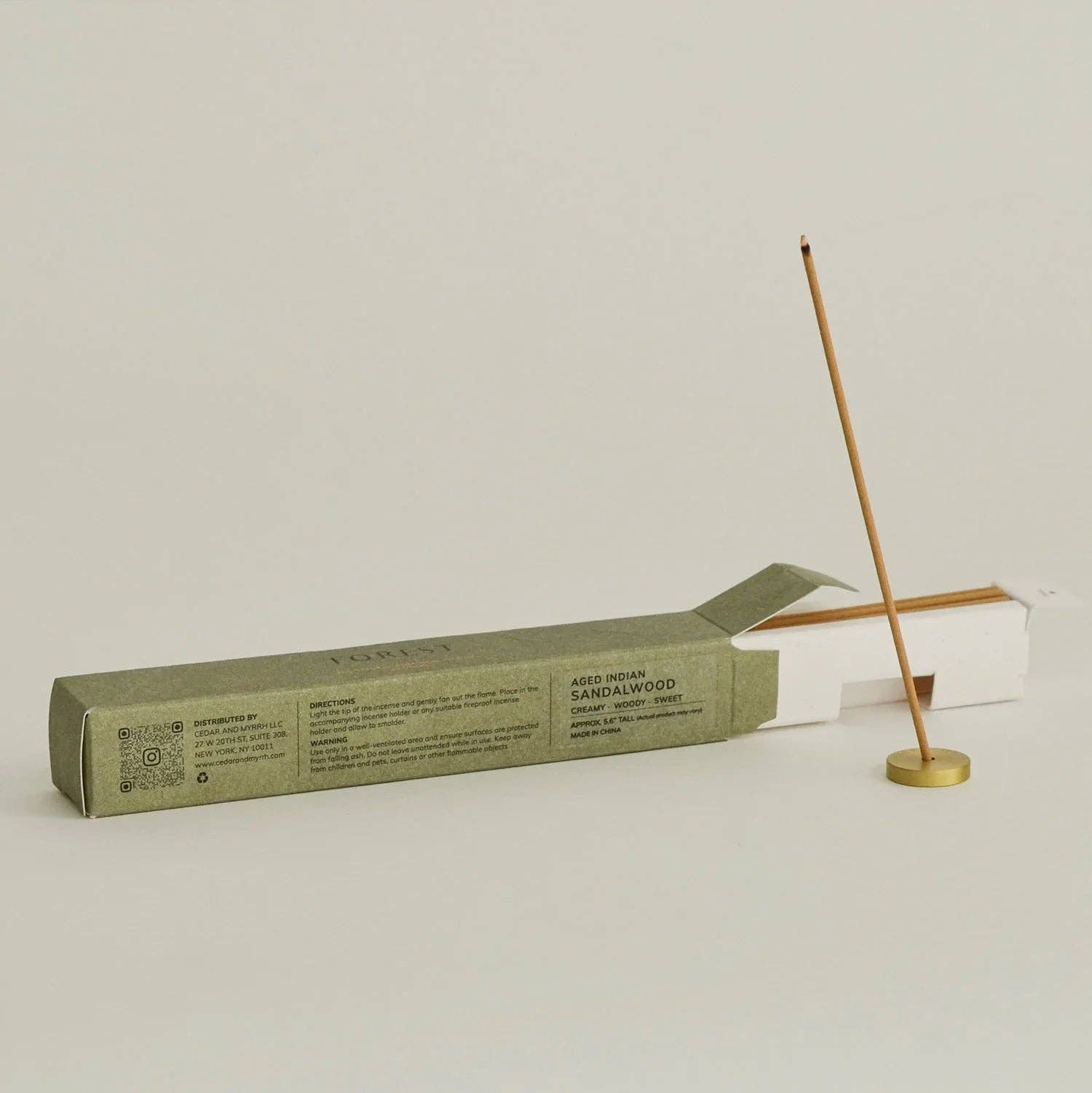 Aged Indian Sandalwood Incense Stick Set – 30 Sticks with Brass Holder