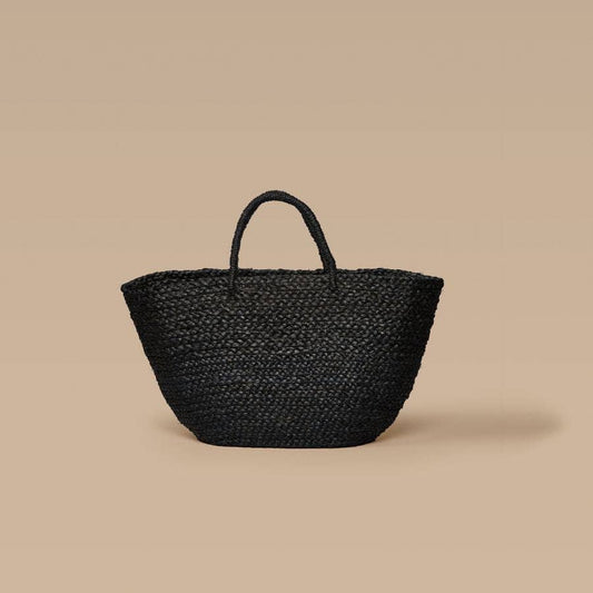 Braided Raffia Day Bag Black