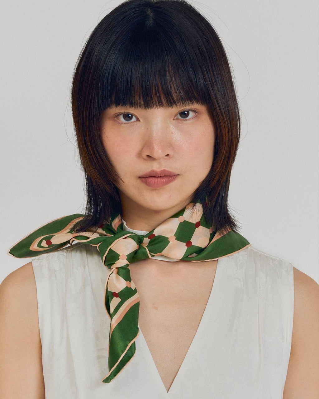 "Checkerboard" Silk Bandana Scarf