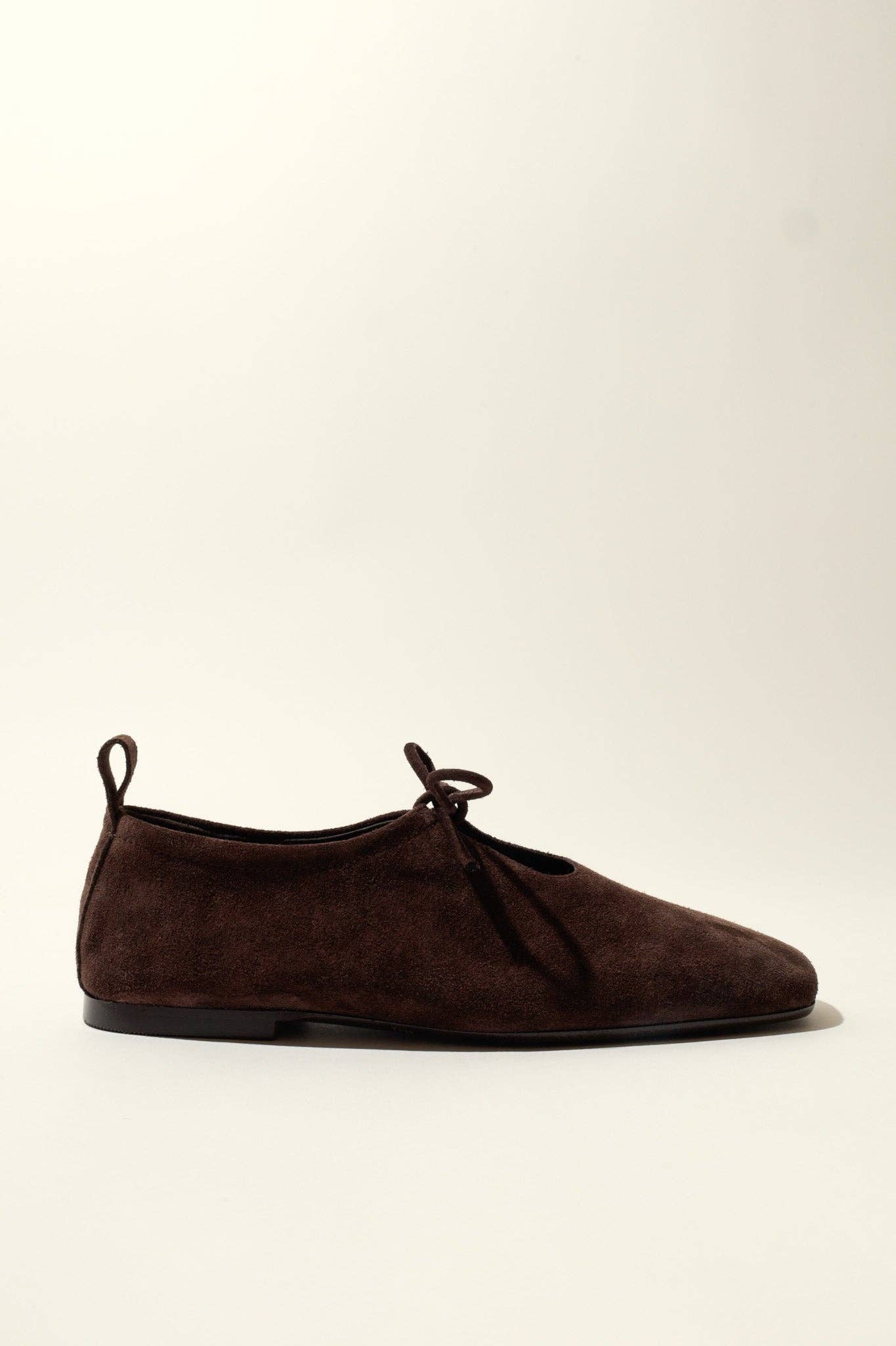 KATY CHOCOLATE – Soft Leather Flats with Front Tie