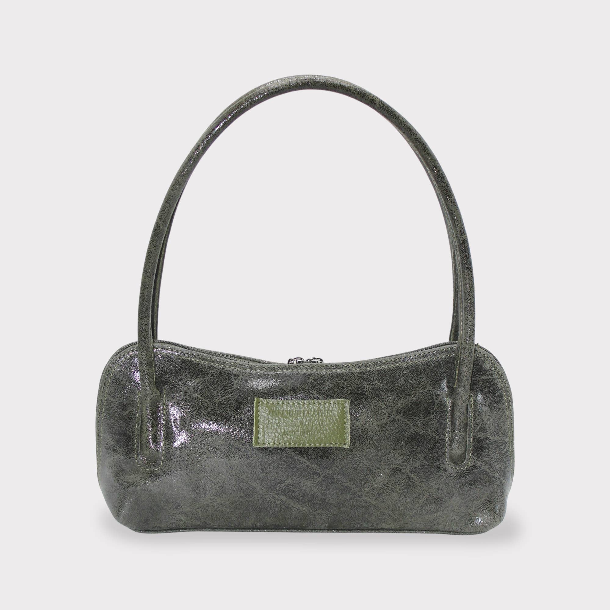 Calf Lather Lizard Pattern Baguette Shoulder Bag