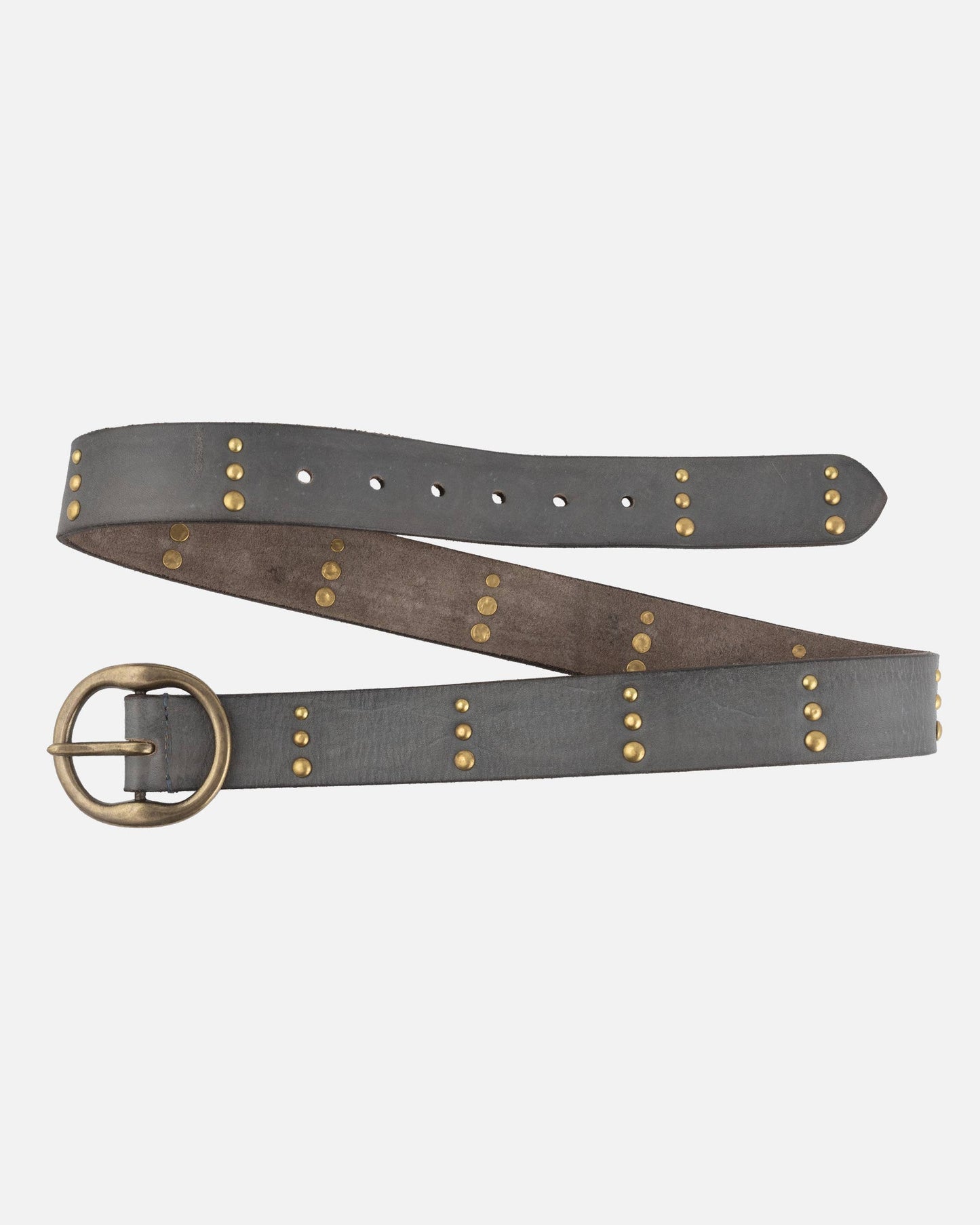 Dion | Round Buckle Leather Studded Belt