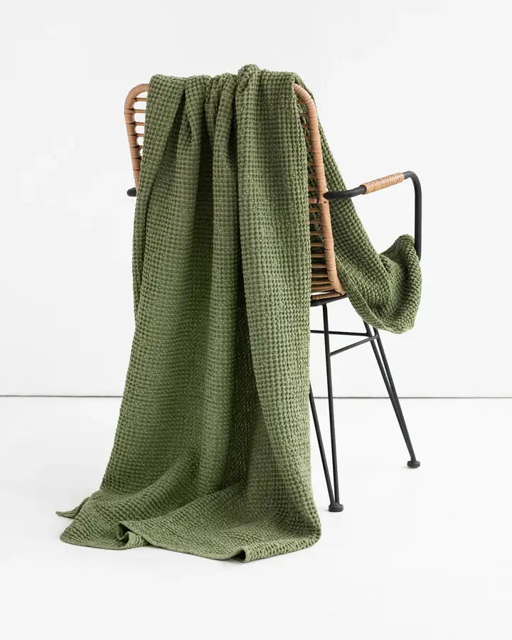Linen waffle throw