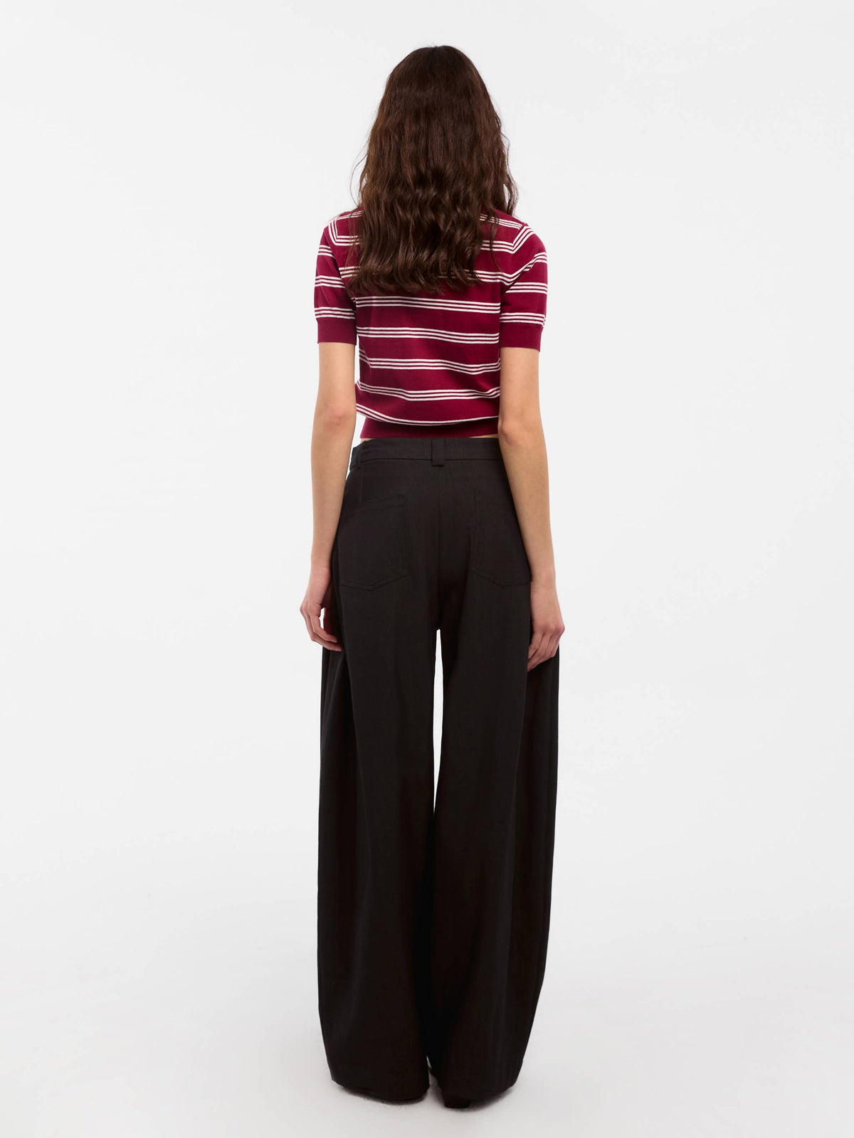 Wide-Leg Tapered Tailored Trousers