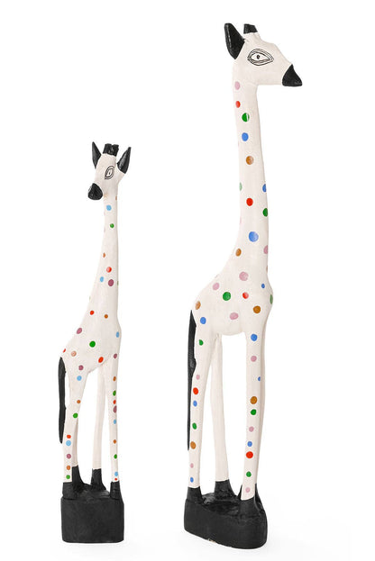 Small White Jacaranda Giraffe with Rainbow Polka Dots