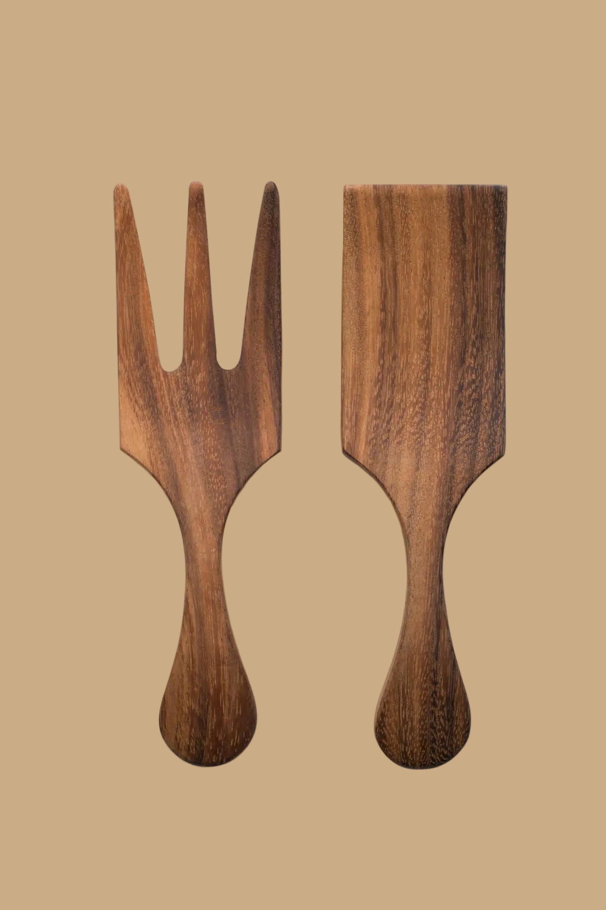Fruit and Salad Utensil Set Medium Brown