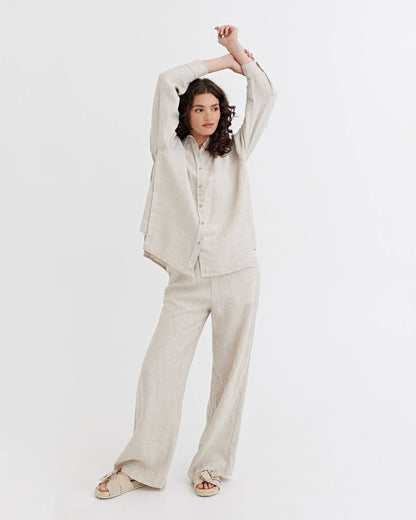 Long-Sleeve Linen Shirt ISLAY in Natural melange
