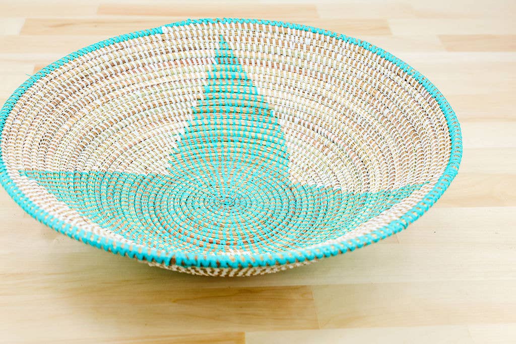 African Wall Basket / Bowl, sweet grass, multi-color