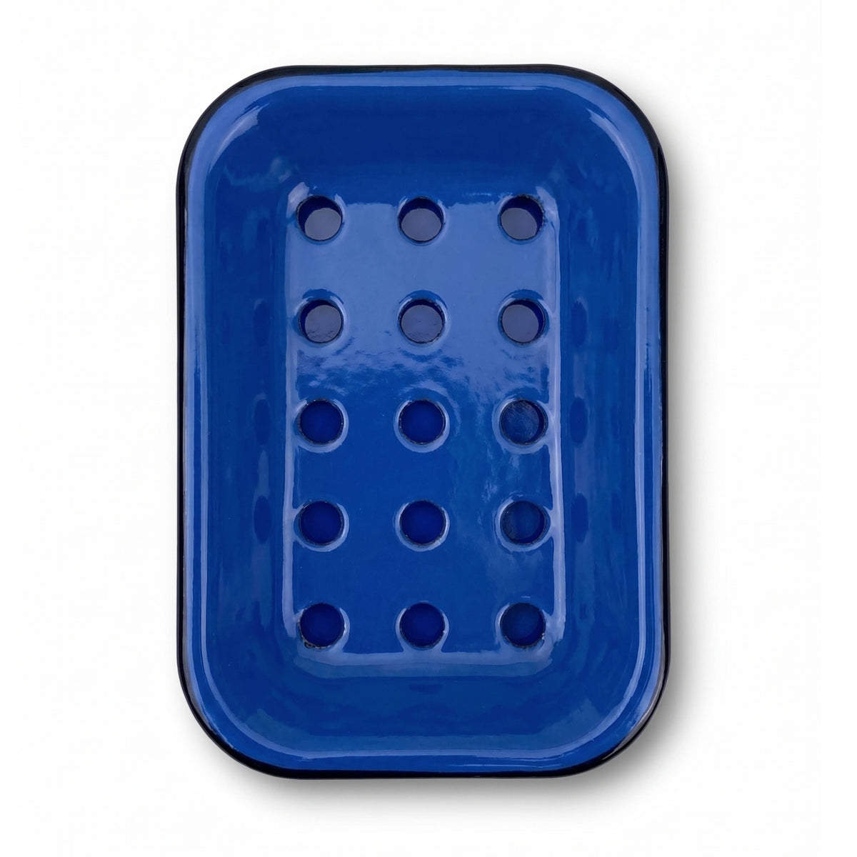Enamel soap dish in cobalt